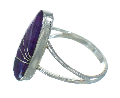 Southwest Magenta Turquoise Authentic Sterling Silver Ring Size 7-1/2 YX89459